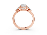 Rose gold Cushion Diamond Floral Cluster Ring with Solitaire Band and Prong Setting_86