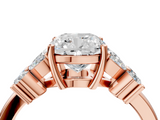 Rose gold Cushion Diamond Floral Cluster Ring with Solitaire Band and Prong Setting_87