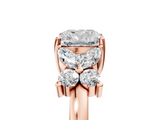 Rose gold Cushion Diamond Floral Cluster Ring with Solitaire Band and Prong Setting_88