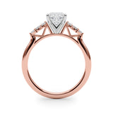 Rose gold Cushion Diamond Floral Side Stone Solitaire with Marquise Accents and Four-Prong Setting 2