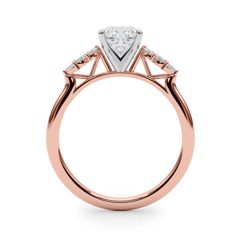 Rose gold Cushion Diamond Floral Side Stone Solitaire with Marquise Accents and Four-Prong Setting 2