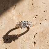 Rose gold Cushion Diamond Floral Side Stone Solitaire with Marquise Accents and Four-Prong Setting_7