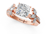 Rose gold Cushion Diamond Floral Vine Solitaire Engagement Ring_26