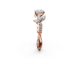 Rose gold Cushion Diamond Floral Vine Solitaire Engagement Ring_27