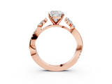 Rose gold Cushion Diamond Floral Vine Solitaire Engagement Ring_28
