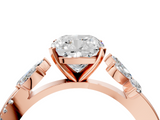 Rose gold Cushion Diamond Floral Vine Solitaire Engagement Ring_29