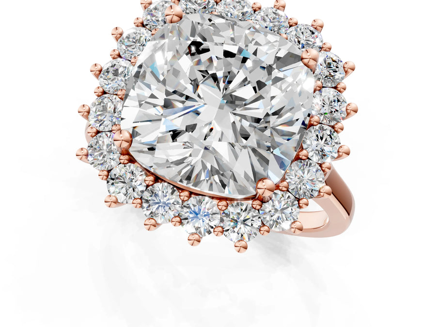 Rose gold Cushion Diamond Halo Engagement Ring with Round Diamond Accents
