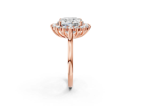 Rose gold Cushion Diamond Halo Engagement Ring with Round Diamond Accents