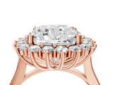 Rose gold Cushion Diamond Halo Engagement Ring with Round Diamond Accents_4