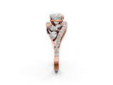 Rose gold Cushion Diamond Halo Ring with Marquise and Pavé Band in Prong Setting_73