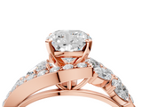 Rose gold Cushion Diamond Halo Ring with Marquise and Pavé Band in Prong Setting_75