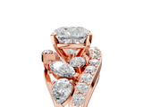 Rose gold Cushion Diamond Halo Ring with Marquise and Pavé Band in Prong Setting_76