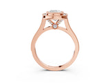 Rose gold Cushion Diamond Halo Ring with Milgrain Frame and Pavé Band 3