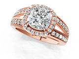 Rose gold Cushion Diamond Halo Ring with Split Shank Pavé Band and Four-Prong Setting_7