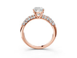 Rose gold Cushion Diamond Pavé Band Solitaire Ring with Four-Prong Setting_51