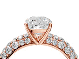 Rose gold Cushion Diamond Pavé Band Solitaire Ring with Four-Prong Setting_52