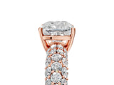 Rose gold Cushion Diamond Pavé Band Solitaire Ring with Four-Prong Setting_53