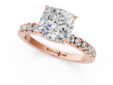 Rose gold Cushion Diamond Pavé Band Solitaire with Four-Prong Setting_204