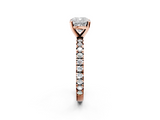Rose gold Cushion Diamond Pavé Band Solitaire with Four-Prong Setting_205