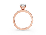 Rose gold Cushion Diamond Pavé Band Solitaire with Four-Prong Setting_206