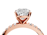 Rose gold Cushion Diamond Pavé Band Solitaire with Four-Prong Setting_207