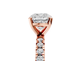 Rose gold Cushion Diamond Pavé Band Solitaire with Four-Prong Setting_208