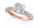Rose gold Cushion Diamond Pavé Band Solitaire with Four-Prong Setting_26