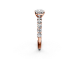 Rose gold Cushion Diamond Pavé Band Solitaire with Four-Prong Setting_27