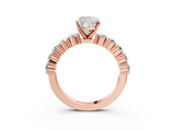 Rose gold Cushion Diamond Pavé Band Solitaire with Four-Prong Setting_28
