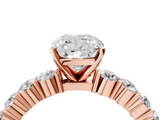 Rose gold Cushion Diamond Pavé Band Solitaire with Four-Prong Setting_29