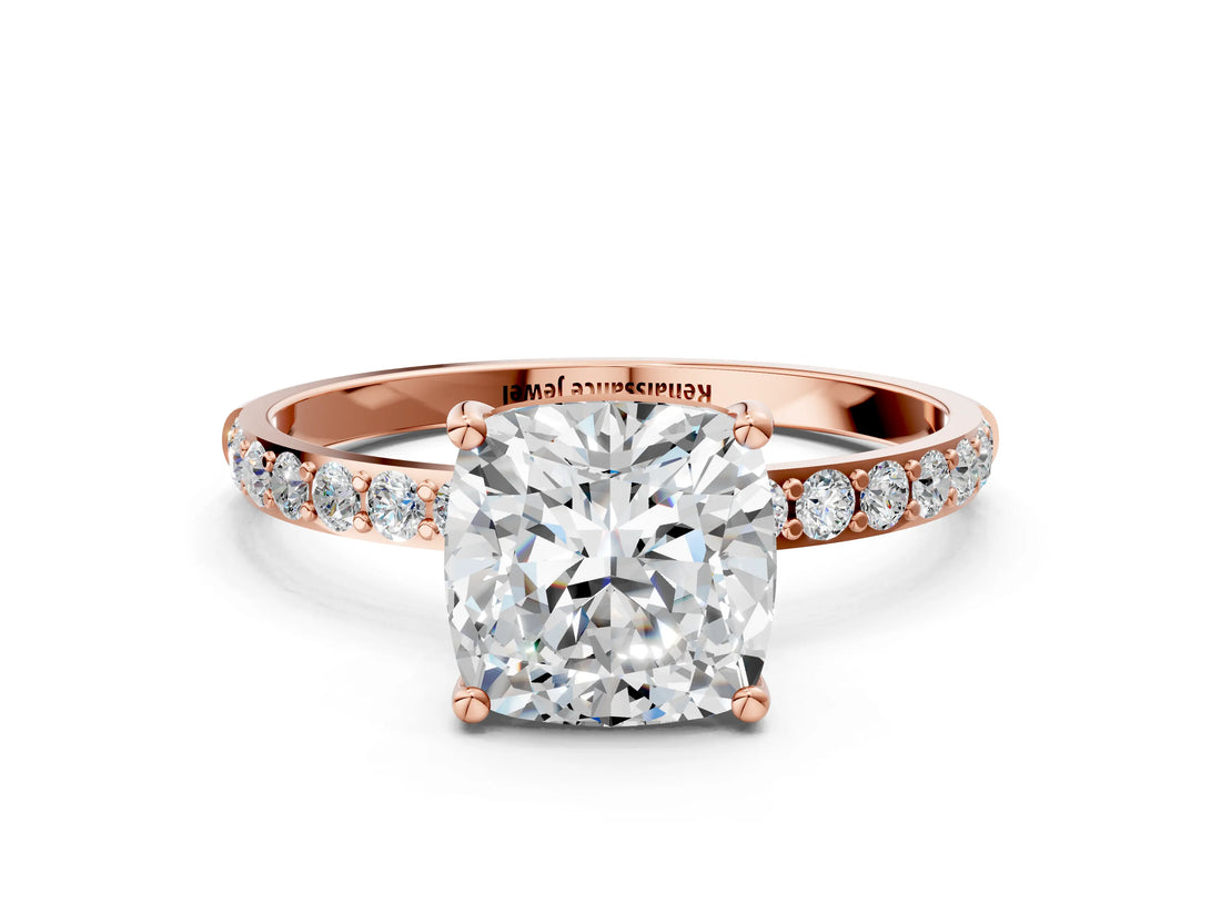 Rose gold Cushion Diamond Pavé Band with Six-Prong Setting_39