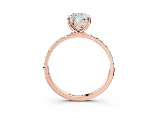 Rose gold Cushion Diamond Pavé Band with Six-Prong Setting