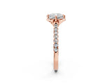 Rose gold Cushion Diamond Pave Band with Floral Prong Setting_29