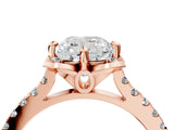 Rose gold Cushion Diamond Pave Band with Floral Prong Setting_31