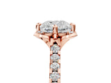 Rose gold Cushion Diamond Pave Band with Floral Prong Setting_32
