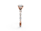 Rose gold Cushion Diamond Prong Set Engagement Ring with Pave Band_207