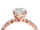 Rose gold Cushion Diamond Prong Set Engagement Ring with Pave Band_209