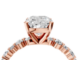 Rose gold Cushion Diamond Prong Set Engagement Ring with Pave Band_210