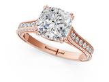 Rose gold Cushion Diamond Solitaire with Pave Band and Six-Prong Setting_33