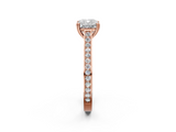 Rose gold Cushion Diamond Solitaire with Pave Band and Six-Prong Setting_34