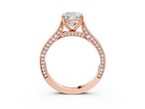 Rose gold Cushion Diamond Solitaire with Pave Band and Six-Prong Setting_35