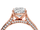 Rose gold Cushion Diamond Solitaire with Pave Band and Six-Prong Setting_36