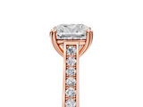 Rose gold Cushion Diamond Solitaire with Pave Band and Six-Prong Setting_37