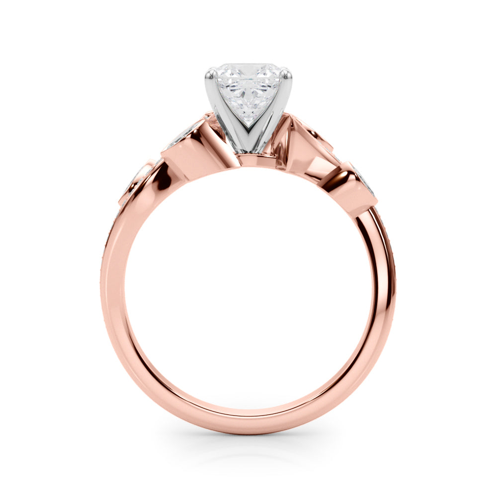 Rose gold Cushion Diamond Swirl Band with Prong Setting 2