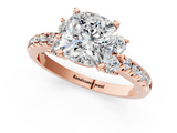 Rose gold Cushion Diamond Three-Stone Pave Band with Four-Prong Setting_32