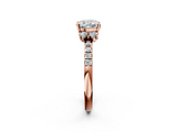 Rose gold Cushion Diamond Three-Stone Pave Band with Four-Prong Setting_33