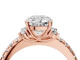 Rose gold Cushion Diamond Three-Stone Pave Band with Four-Prong Setting_35