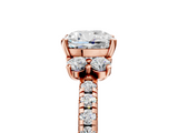 Rose gold Cushion Diamond Three-Stone Pave Band with Four-Prong Setting_36