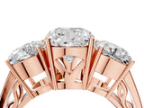 Rose gold Cushion Diamond Three-Stone Ring with Prong Setting and Textured Band_10