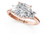 Rose gold Cushion Diamond Three-Stone Ring with Trapezoid Side Stones and Prong Setting_41